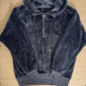 Express Oversized Plush Velour 1/2 Zip Hoodie XS